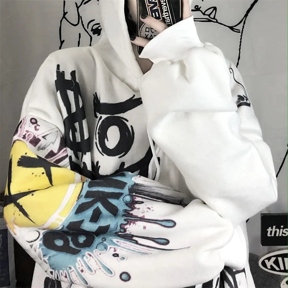 Popular and Cute Printed Loose Hooded Sweater