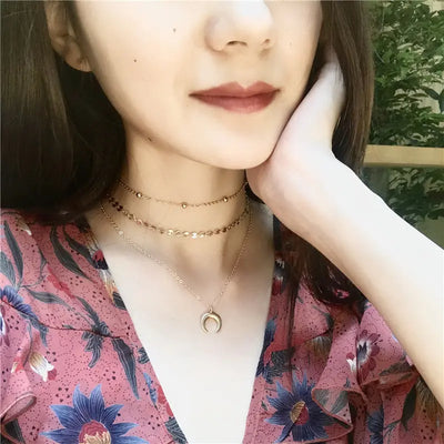 Fashionable Simple Choker Necklace with Layered Design