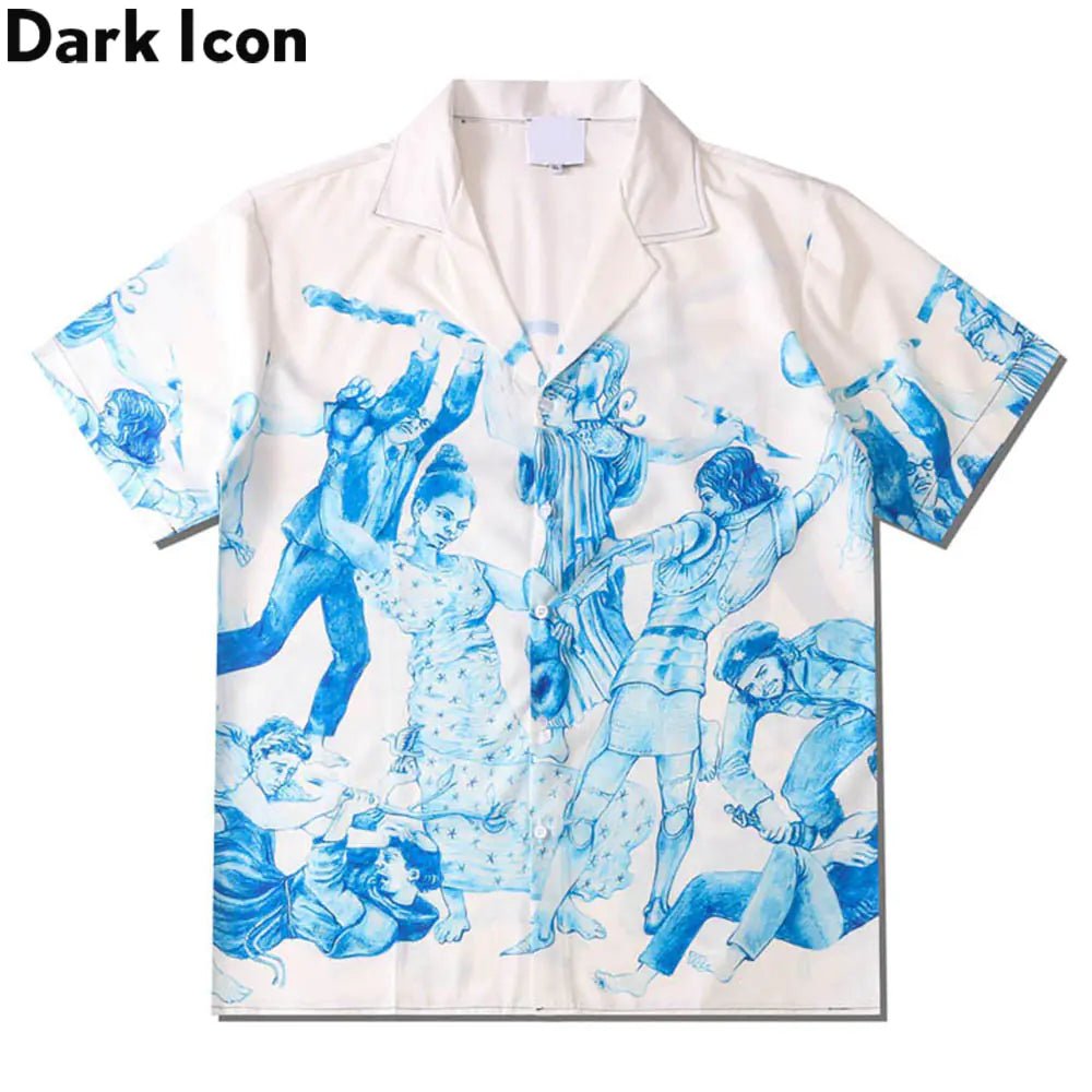 Vintage Dark Icon Printed Hawaiian Shirt for Men - ActOn
