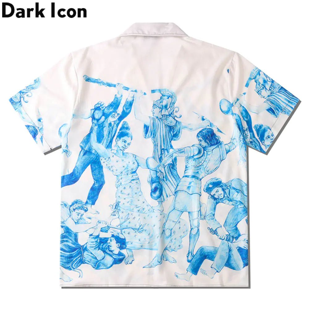 Vintage Dark Icon Printed Hawaiian Shirt for Men - ActOn