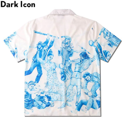 Vintage Dark Icon Printed Hawaiian Shirt for Men - ActOn