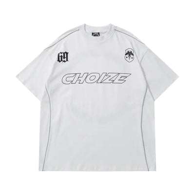 Y2K Oversized Reflective Strip T-Shirt for Men