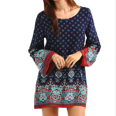 Plus Size Loose Sleeve Floral Print Dress