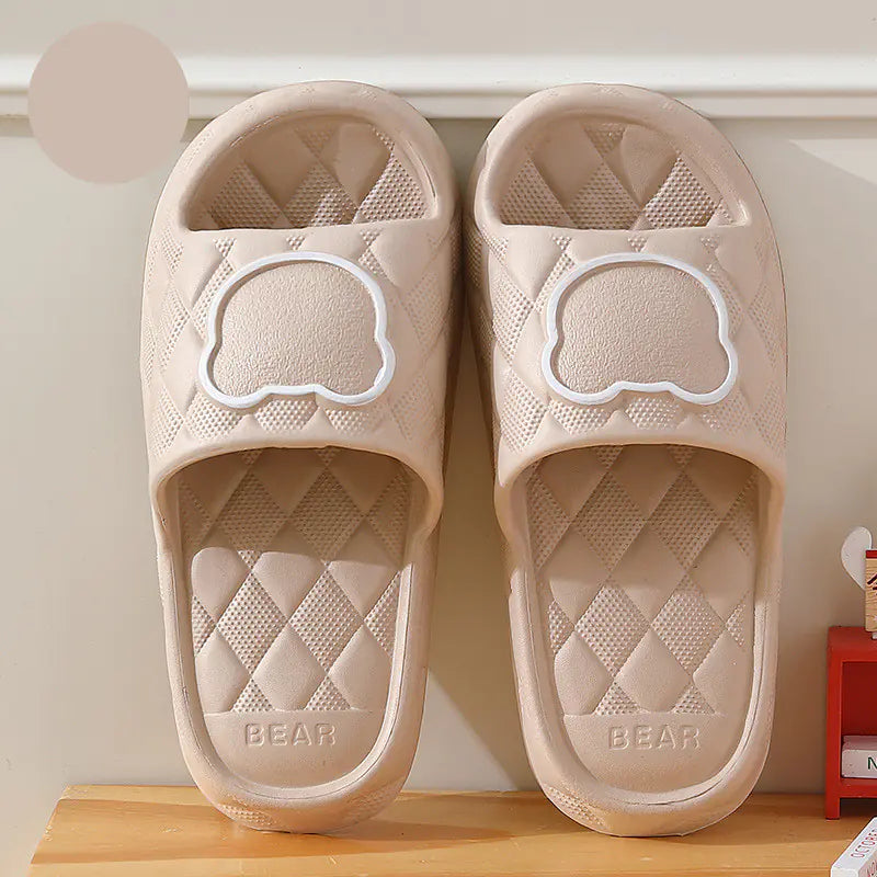 Rhombus Bear Design Non-Slip Thick Sole Slippers