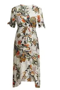 Maternity Floral Dress - Women's Casual Wear