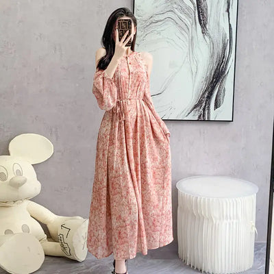 Sweet Long Sleeve Women's Floral Dress
