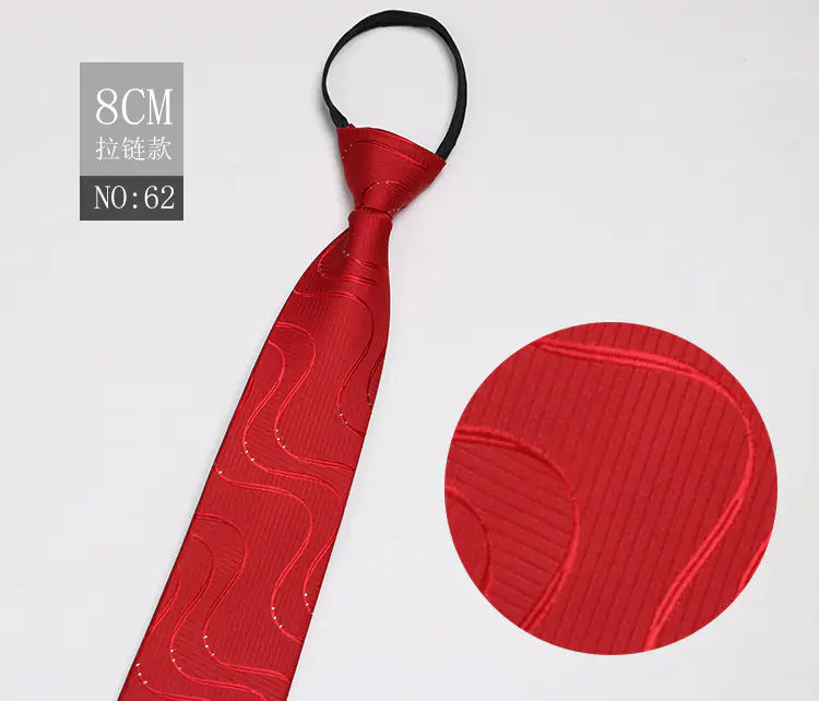 Black Men's Tie - Blue Striped Business Zipper Tie