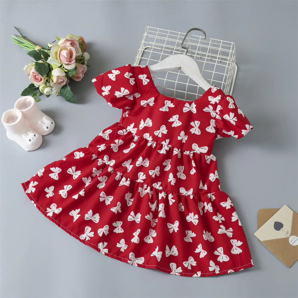 Girls' Floral Dress with Bowknot for Kids