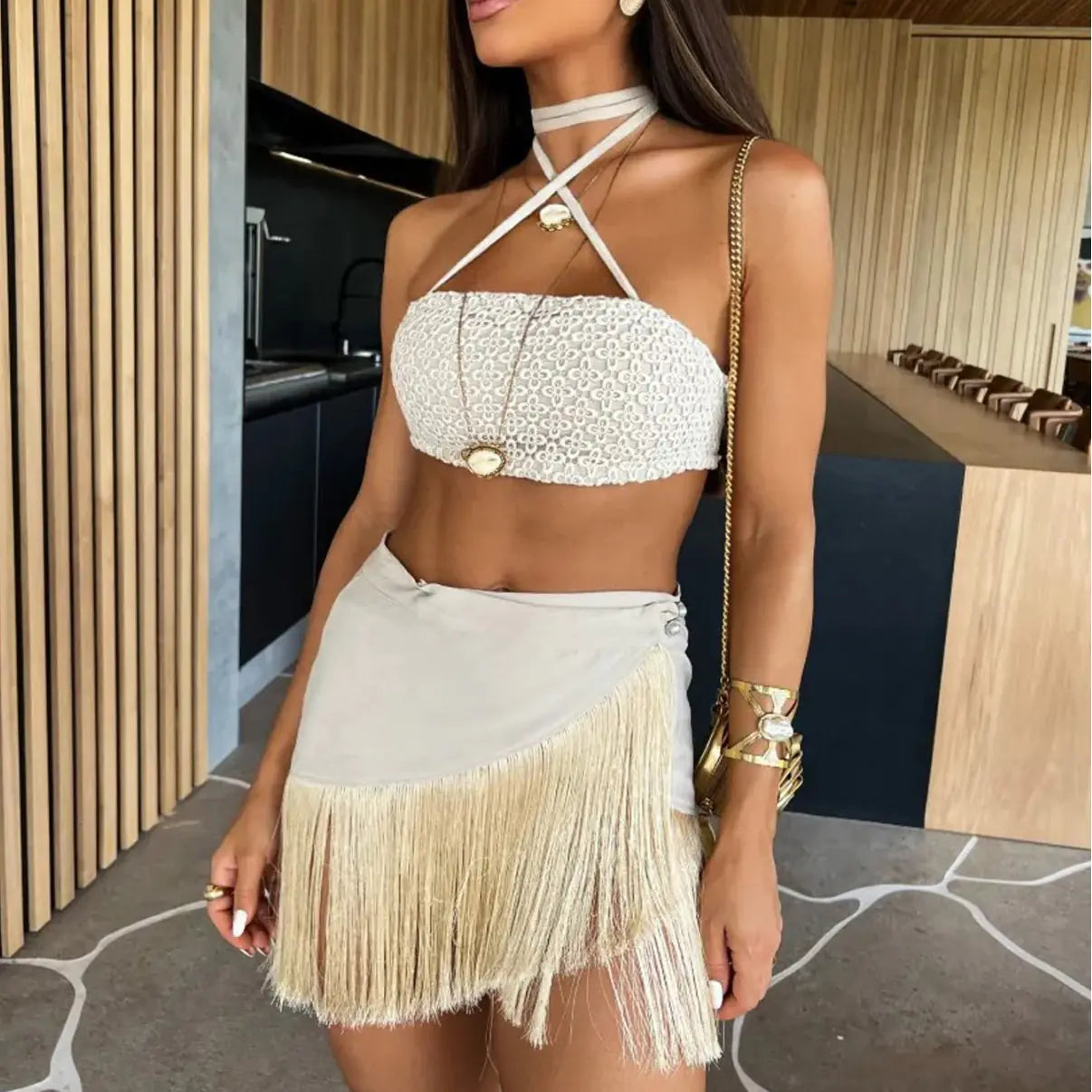2024 Women's Solid Color Two-Piece Vacation Set